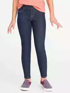 Pantaloni jeans jeggings skinny pull-on Old Navy nuovi con etichette denim risciacquo scuro ragazze M 8 - Foto 1 di 2