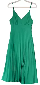 NEW Jessica Simpson Midi Dress Womens Size S Green Belted Pleated Adjust Straps - Picture 1 of 12