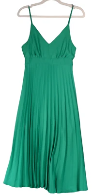 NEW Jessica Simpson Midi Dress Womens Size S Green Belted Pleated Adjust Straps - Image 1 of 4