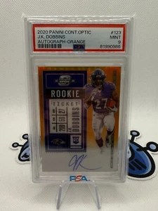 JK Dobbins 2020 Contenders Optic ORANGE PRIZM Rookie Ticket AUTO RC /50 Chargers - Picture 1 of 3