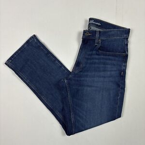 Eddie Bauer Mens Dark Blue 5 Pocket Classic Straight Stretch Denim Jeans 32x30