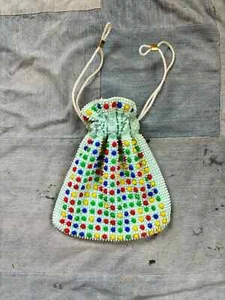 Vintage 1960s Candy Dot Coin Purse Handbag Blue Multi Colored - Picture 1 of 4