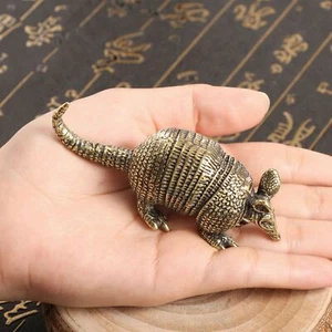 Lovely armadillo brass statue ornament collect animal figurine tea pet decor toy - Picture 1 of 6