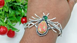 Pulsera de plata de ley 925 turquesa y topacio con piedras preciosas hecha a mano - Imagen 1 de 5