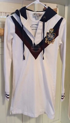 Very Rare Womens Extra Long Size Small Rugby Shirt with Patch - Image 1 of 4