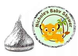 LION KING SIMBA Baby Shower FAVORECE CHOCOLATE BESO CARAMELO ETIQUETAS - Imagen 1 de 1