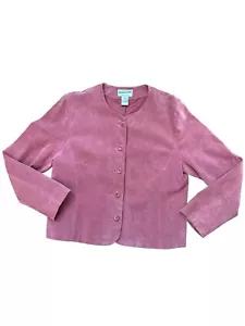 Pendleton Women’s Size Large Ruby Pink Blazer Jacket Buttons Leather Casual - Picture 1 of 10