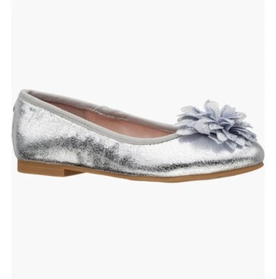 Nina Girls 1M Jeanesse Ballet Flat Silver Metal Kids - Free Shipping - Image 1 of 4