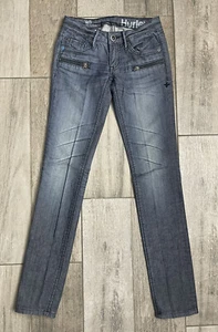 Jeans donna Hurley 80 super skinny elasticizzato taglia 00 blu denim tasche zip 24X30 - Foto 1 di 13