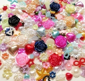 100-300 piezas Mezcla de Perlas Artesanales Corazón Rosa Arco Fabricación de Tarjetas Boda Espalda Plana Gema - Imagen 1 de 5
