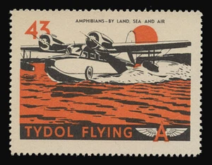 TYDOL FLYING "A" POSTER STAMPS OF 1940 - #43, AMPHIBIANS - BY LAND, SEA OR AIR - Picture 1 of 2