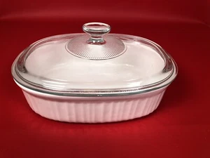 Corning Ware French White 2 1/2 quarto 2,3 litri piatto casseruola ovale coperchio Pyrex - Foto 1 di 5