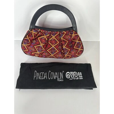 Cartera de mano hobo 100 % seda Pineda Covalin asa de cuero Foto 1 de 4