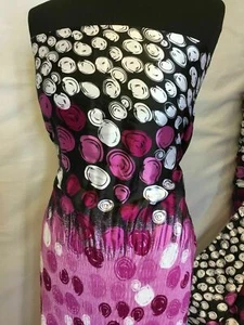 NUEVO Diseñador Multicolor Sedoso Suave Satén Estampado Remolino Tela Plisada Rusada - Imagen 1 de 9