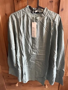 Esprit Women's Long Sleeve Grandad Collar Top Sage, Size 12 - Picture 1 of 4