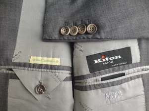 Kiton Suit Cashmere 52R/42R W34 Excellent Condition Gray Italy 100% - Picture 1 of 11