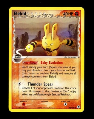 2006 Pokemon ELEKID Ex Dragon Frontiers INK ERROR Non Holo MISPRINT Card 48/101 - Image 1 of 3