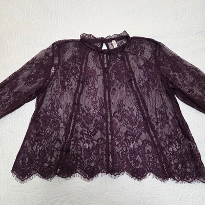 Blusa corta de encaje Xhilaration núcleo de hadas romántica caprichosa vampiro ciruela mediana Foto 1 de 4
