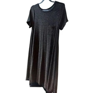 Glitzerndes schwarz & gold Kleid Kurzarm Party Cocktail asymmetrischer Saum #89C - Bild 1 von 7