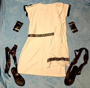 ROMAN TOGA COSTUME ONE SIZE FITS MOST PLUS NWT SANDALS..CALIFORNIA COSTUME - Picture 1 of 10