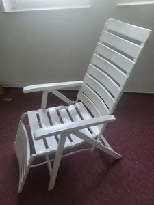 Liegestuhl weiß Stahlrohr - Bild 1 von 3