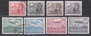 CZECHOSLOVAKIA 1946 SC#C19/24 USED + C26/27 set,  Air mail - stamps. - Imagen 1 de 1
