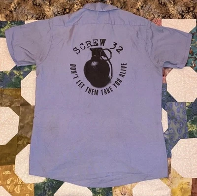 vtg Screw 32 Button Down Work Shirt ~ Bouncing Souls AFI Redemption 87 Avail - Image 1 of 4