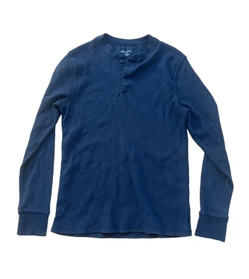 Camisa Merona Waffle Tejida Henley Manga Larga Para Hombre Pequeña Azul Marino Informal Foto 1 de 4