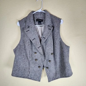 Gilet Lane Bryant 20 marrone tweed accademia scuro femminile bottoni accenti steampunk - Foto 1 di 11