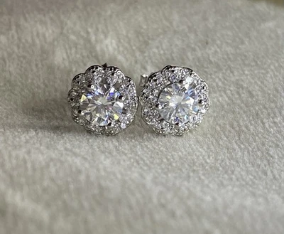 Moissanite Stud Earrings 1.0 CT Round, GRA Certified, goes for $400, NEW! - Image 1 of 4