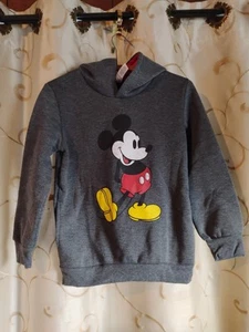 🔥👀 Disney Mickey Mouse Gray Hoodie for Kids Sz 10-12 W/Red Liner In Hoodie - Picture 1 of 9