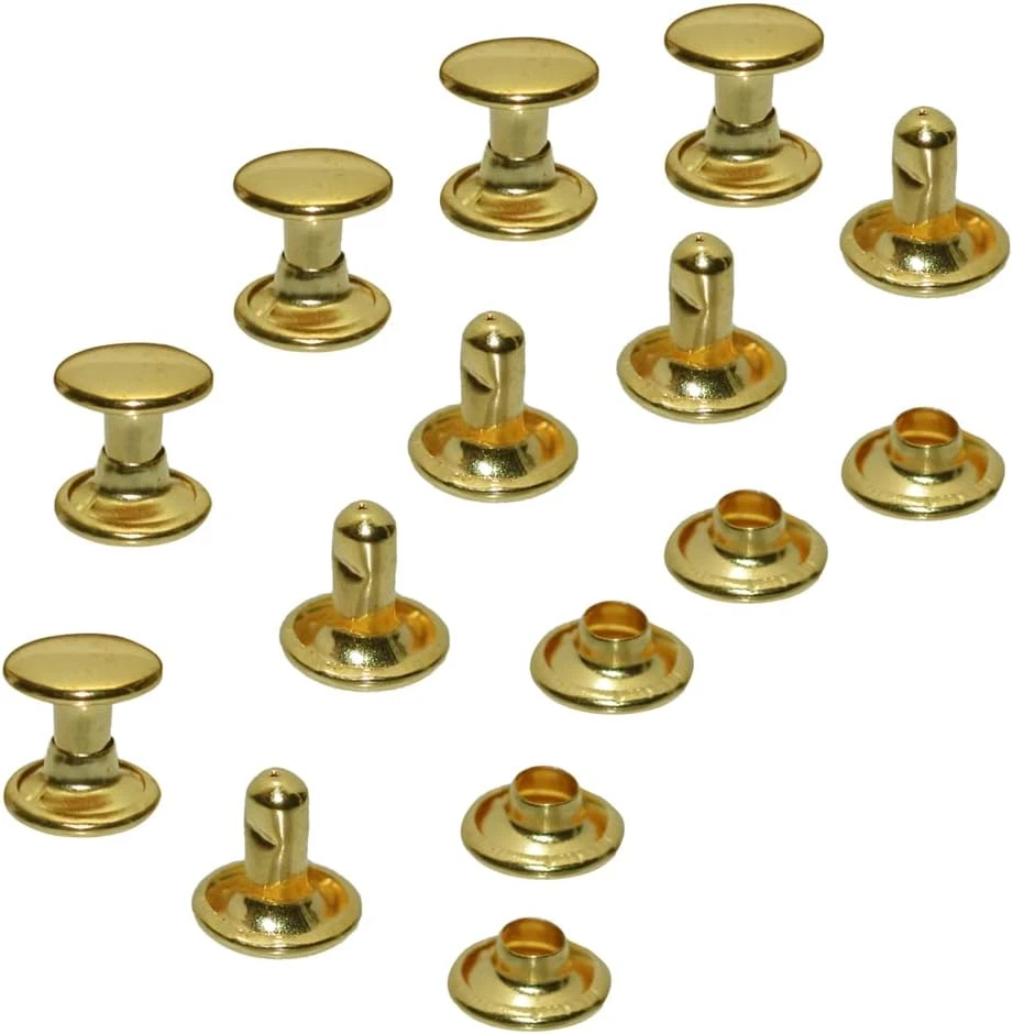 300 Sets 6Mm Brass Leather Rivets Double Cap Rivet Tubular Metal Studs Repairs D - Image 1 of 2