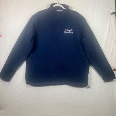 PacSun Blue Fleece Pullover Men’s Size Large 1/4 Zip Polyester 2 Zip Pockets - Image 1 of 4