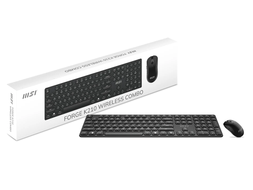 MSI Forge K210 Wireless Keyboard & Mouse Combo - Low Profile, Tactile, up to 120 - Image 1 of 4