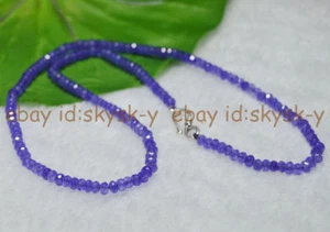 2x4mm Alexandrite Faceted Roundel Gems Beads Necklace Silver Clasp 18 inches - Picture 1 of 8