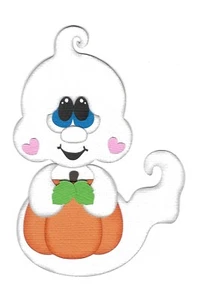 PEZZI DI CARTA PREFATTI PER LAYOUT-ALBUM-CARTE-HALLOWEEN-ZUCCA-FANTASMA - Foto 1 di 1