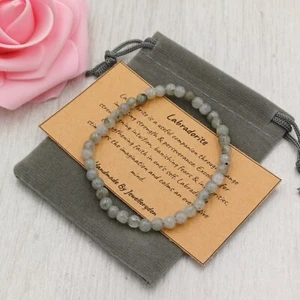 LABRADORITE Bracelet Stretch Fit Handmade +Gift Bag & Card Crystal Gemstone 4mm - Picture 1 of 5