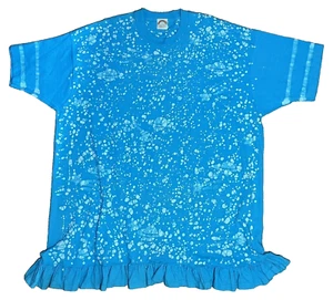 T-shirt maglietta vintage cotone arcobaleno tie dye orlo increspato abito oversize OSFM - Foto 1 di 12