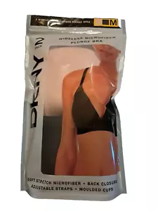 2-Pack DKNY Size Medium Wireless Microfiber Plunge Bra M Black Nude NEW IN BAG - Picture 1 of 3