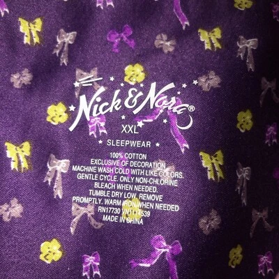 Nuevo Nick and Nora Vintage 100% Algodón Franela Bicicleta con Flores PJ Set XXL Foto 1 de 4