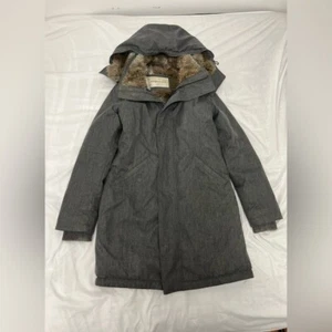 Aritzia Babaton (XS) Gray Charcoal Oskar Parka Coat Faux Fur Hooded Goose Down - Picture 1 of 12