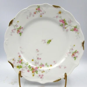 Porzellan ESSTELLER C. Ahrenfeldt Limoges Frankreich rosa gelbe Rosen 1894 AHR22 - Bild 1 von 8