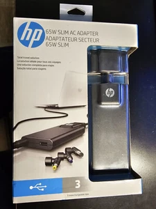 HP 65W Slim AC Adapter G6H47AA w/ 3 Interchangeable Tips for Travel - Picture 1 of 1