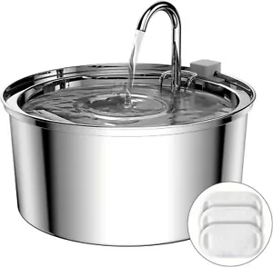 Cat Water Fountain, 3.2L Stainless Steel Pet Dispenser, Ultra-Quiet + 3 Filters - Picture 1 of 9