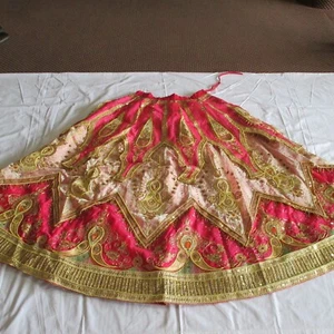 Gonna in tessuto ROSA oro INCREDIBILE RARA Lengha SARI MOZZAFIATO magnifica gonna - Foto 1 di 12