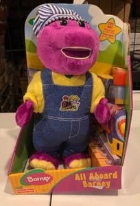 All Aboard Barney Dinosaur Musical Talking Moving Dancing Train Conductor 2002 - Picture 1 of 8
