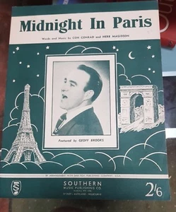 MIDNIGHT IN PARIS EIFFEL TOWER SHEET MUSIC GEOFF BROOKS - Picture 1 of 1