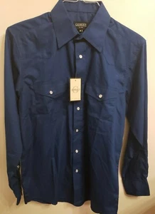 Gioberti Italy Mens Small Western Pearl Snaps Long Sleeve Blue Shirt NWT - Picture 1 of 12