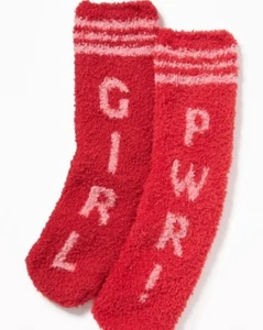 OLD NAVY Cozy GIRL POWER! Socks Adult Warm NEW Red and Pink WOMEN Comfortable - Picture 1 of 2