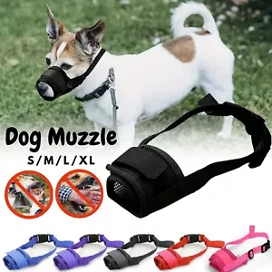 Adjustable Pet Dog Mask Bark Anti Stop Bite Chewing Mesh Mouth Muzzle Grooming - Picture 1 of 15